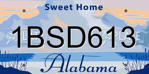 1BSD613 Alabama License Plate