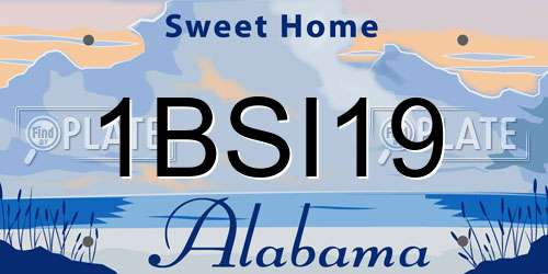 1BSI19 Alabama License Plate