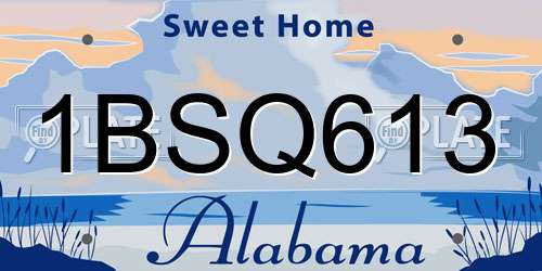 1BSQ613 Alabama License Plate
