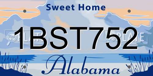 1BST752 Alabama License Plate