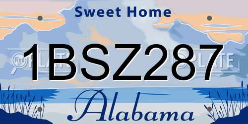 1BSZ287 Alabama License Plate