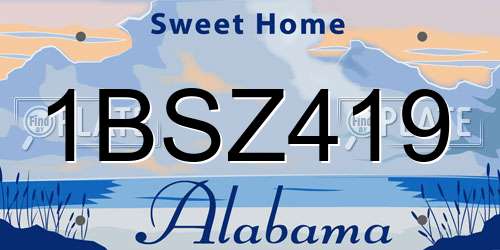 1BSZ419 Alabama License Plate