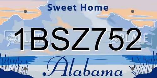 1BSZ752 Alabama License Plate