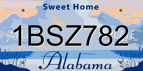 1BSZ782 Alabama License Plate