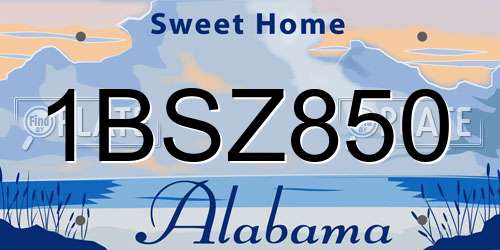 1BSZ850 Alabama License Plate