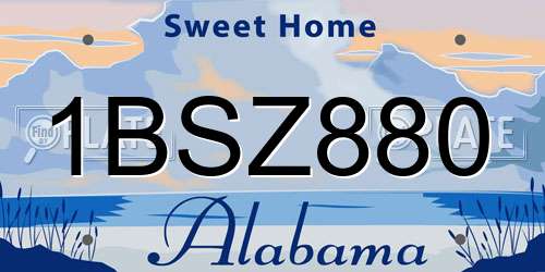 1BSZ880 Alabama License Plate