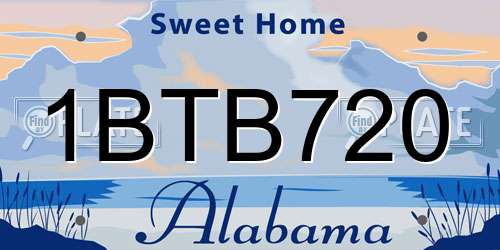 1BTB720 Alabama License Plate
