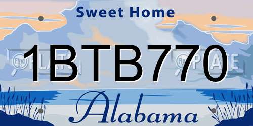 1BTB770 Alabama License Plate