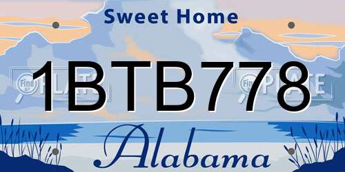 1BTB778 Alabama License Plate