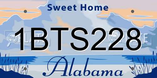 1BTS228 Alabama License Plate