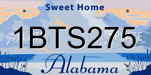 1BTS275 Alabama License Plate