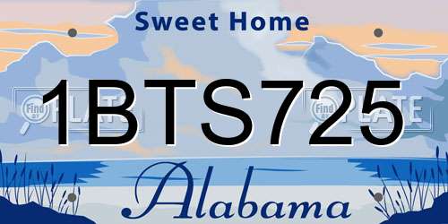 1BTS725 Alabama License Plate