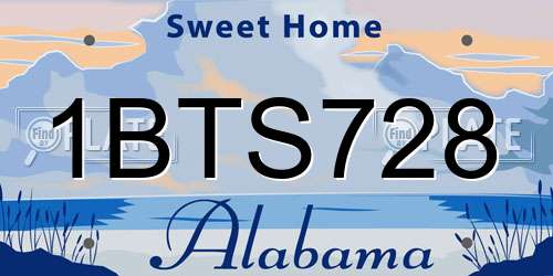 1BTS728 Alabama License Plate