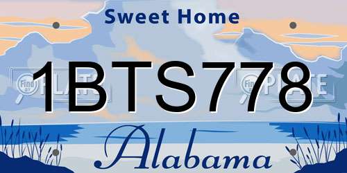 1BTS778 Alabama License Plate