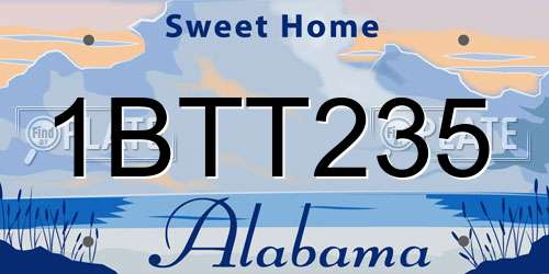 1BTT235 Alabama License Plate