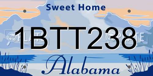1BTT238 Alabama License Plate