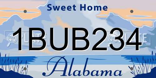 1BUB234 Alabama License Plate
