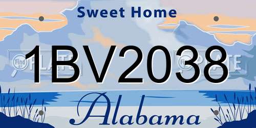 1BV2038 Alabama License Plate