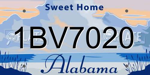 1BV7020 Alabama License Plate