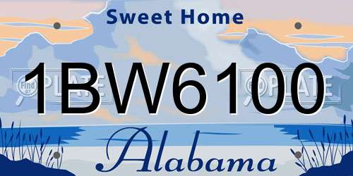 1BW6100 Alabama License Plate