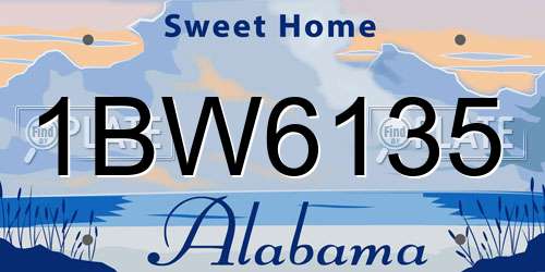 1BW6135 Alabama License Plate