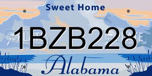 1BZB228 Alabama License Plate
