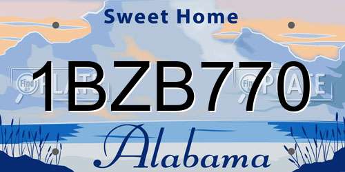 1BZB770 Alabama License Plate