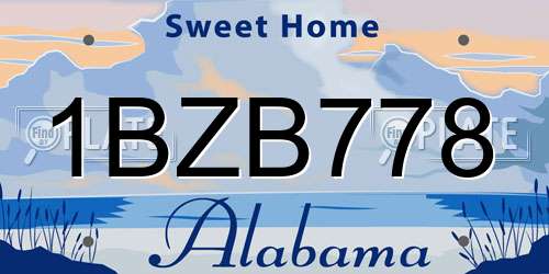 1BZB778 Alabama License Plate