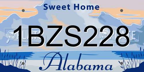 1BZS228 Alabama License Plate