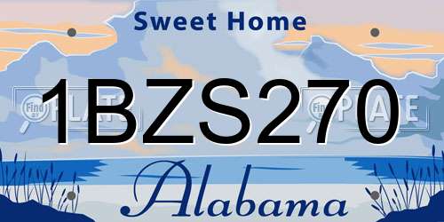 1BZS270 Alabama License Plate