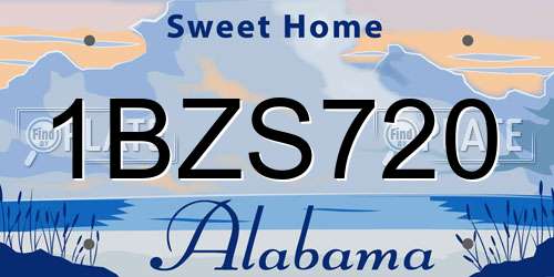 1BZS720 Alabama License Plate