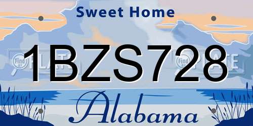 1BZS728 Alabama License Plate