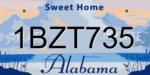 1BZT735 Alabama License Plate