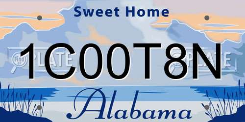 1C00T8N Alabama License Plate