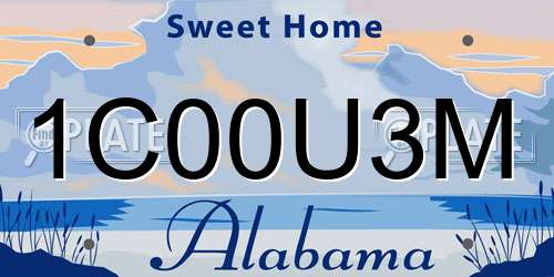 1C00U3M Alabama License Plate