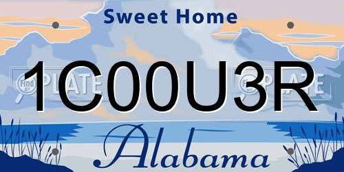 1C00U3R Alabama License Plate