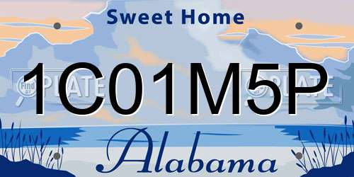 1C01M5P Alabama License Plate