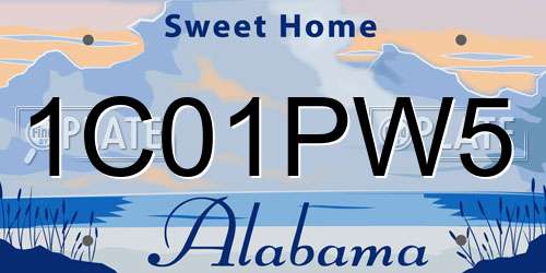 1C01PW5 Alabama License Plate