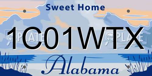 1C01WTX Alabama License Plate