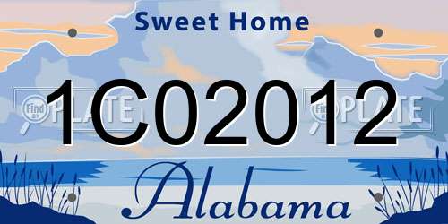 1C02012 Alabama License Plate