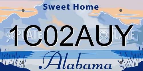 1C02AUY Alabama License Plate