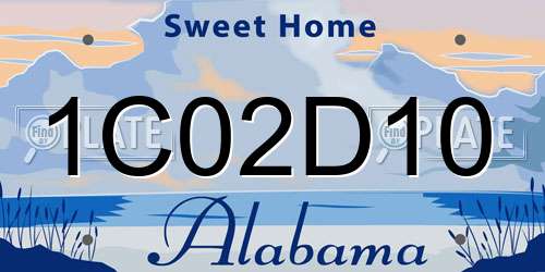 1C02D10 Alabama License Plate