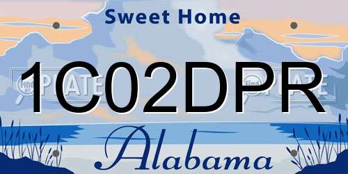 1C02DPR Alabama License Plate