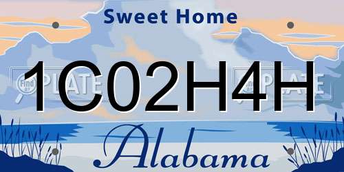 1C02H4H Alabama License Plate