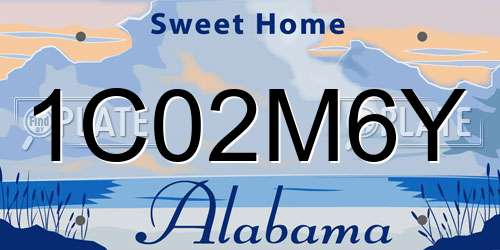 1C02M6Y Alabama License Plate
