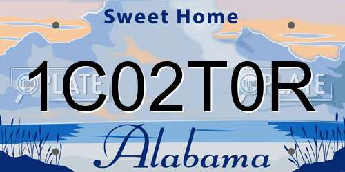 1C02T0R Alabama License Plate