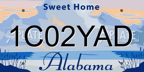 1C02YAD Alabama License Plate