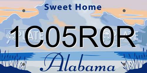 1C05R0R Alabama License Plate