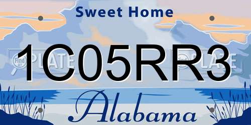 1C05RR3 Alabama License Plate