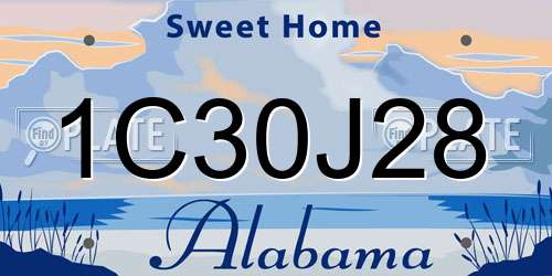 1C30J28 Alabama License Plate